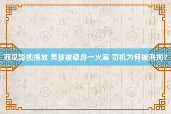 西瓜影视播放 男孩被碾身一火案 司机为何被刑拘？