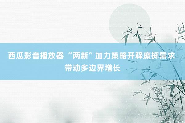 西瓜影音播放器 “两新”加力策略开释糜掷需求 带动多边界增长