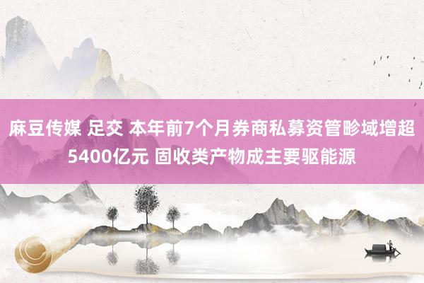 麻豆传媒 足交 本年前7个月券商私募资管畛域增超5400亿元 固收类产物成主要驱能源