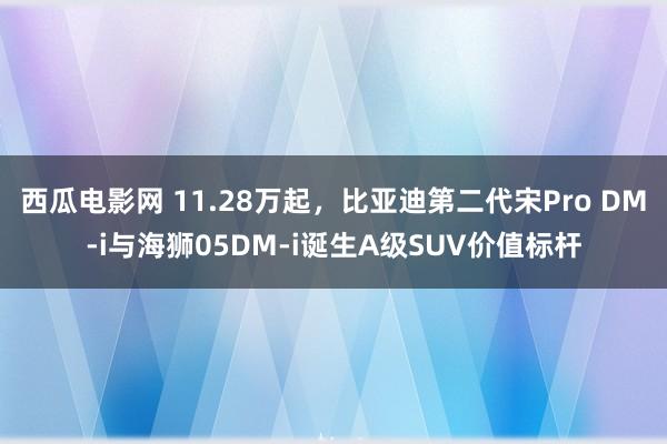 西瓜电影网 11.28万起，比亚迪第二代宋Pro DM-i与海狮05DM-i诞生A级SUV价值标杆