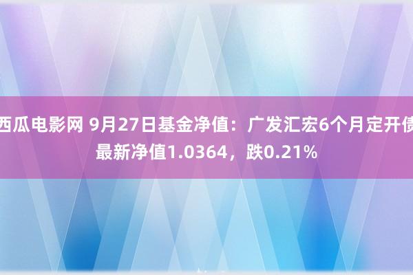 西瓜电影网 9月27日基金净值：广发汇宏6个月定开债最新净值1.0364，跌0.21%