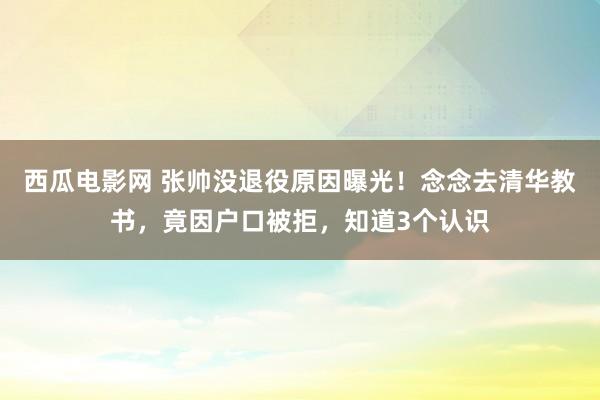 西瓜电影网 张帅没退役原因曝光！念念去清华教书，竟因户口被拒，知道3个认识