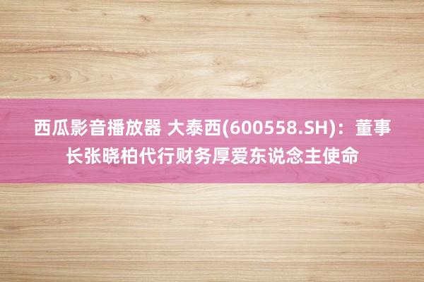 西瓜影音播放器 大泰西(600558.SH)：董事长张晓柏代行财务厚爱东说念主使命