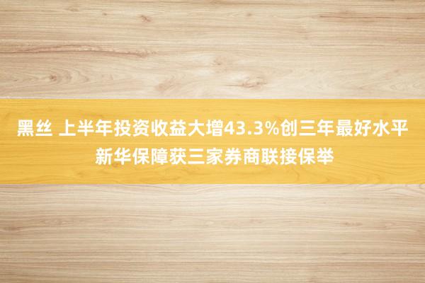 黑丝 上半年投资收益大增43.3%创三年最好水平 新华保障获三家券商联接保举