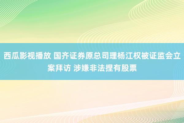 西瓜影视播放 国齐证券原总司理杨江权被证监会立案拜访 涉嫌非法捏有股票