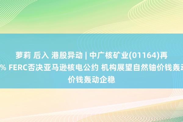 萝莉 后入 港股异动 | 中广核矿业(01164)再跌超4% FERC否决亚马逊核电公约 机构展望自然铀价钱轰动企稳