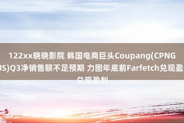 122xx晓晓影院 韩国电商巨头Coupang(CPNG.US)Q3净销售额不足预期 力图年底前Farfetch兑现盈利