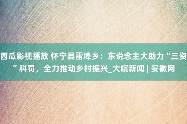 西瓜影视播放 怀宁县雷埠乡：东说念主大助力“三资”科罚，全力推动乡村振兴_大皖新闻 | 安徽网