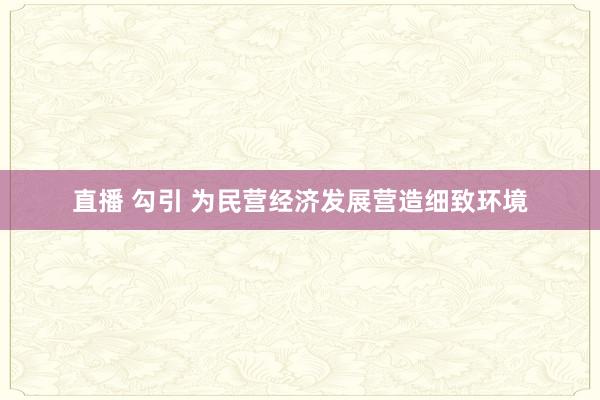 直播 勾引 为民营经济发展营造细致环境