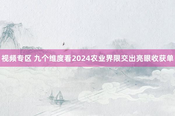 视频专区 九个维度看2024农业界限交出亮眼收获单