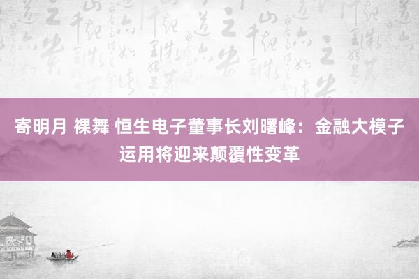 寄明月 裸舞 恒生电子董事长刘曙峰：金融大模子运用将迎来颠覆性变革