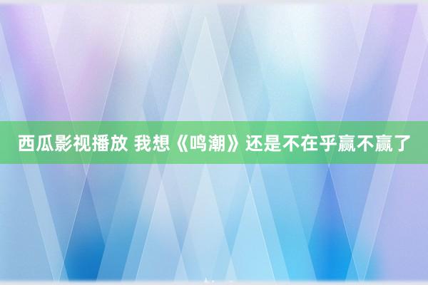 西瓜影视播放 我想《鸣潮》还是不在乎赢不赢了