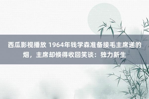 西瓜影视播放 1964年钱学森准备接毛主席递的烟，主席却倏得收回笑谈：独力新生