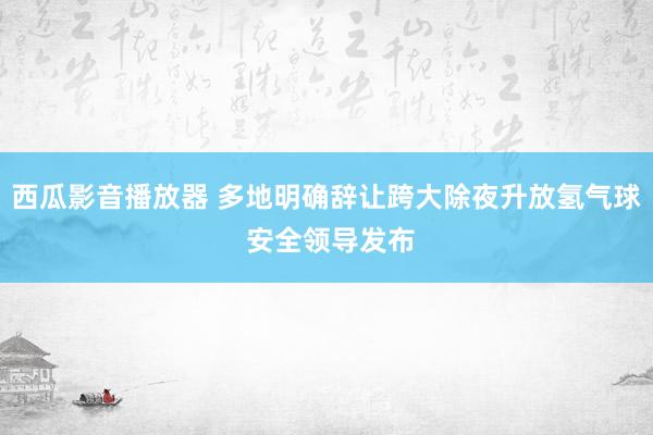 西瓜影音播放器 多地明确辞让跨大除夜升放氢气球 安全领导发布