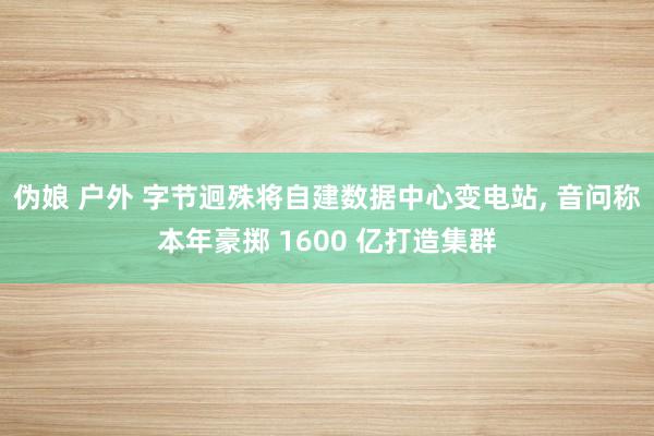 伪娘 户外 字节迥殊将自建数据中心变电站， 音问称本年豪掷 1600 亿打造集群