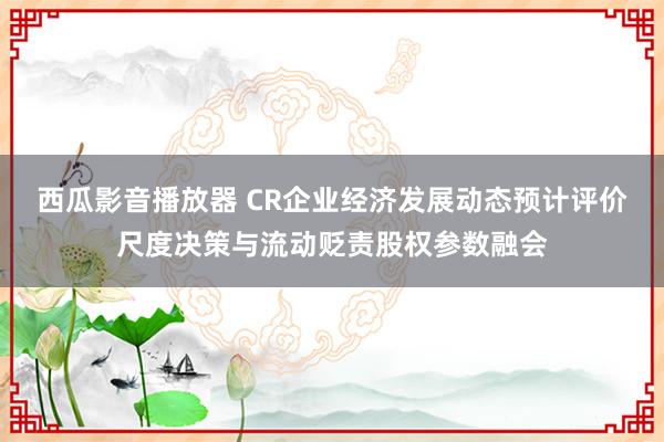 西瓜影音播放器 CR企业经济发展动态预计评价尺度决策与流动贬责股权参数融会