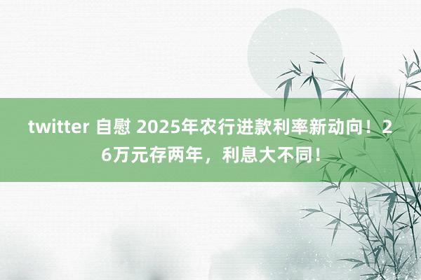 twitter 自慰 2025年农行进款利率新动向！26万元存两年，利息大不同！