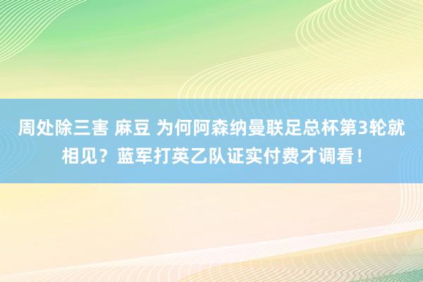 周处除三害 麻豆 为何阿森纳曼联足总杯第3轮就相见？蓝军打英乙队证实付费才调看！